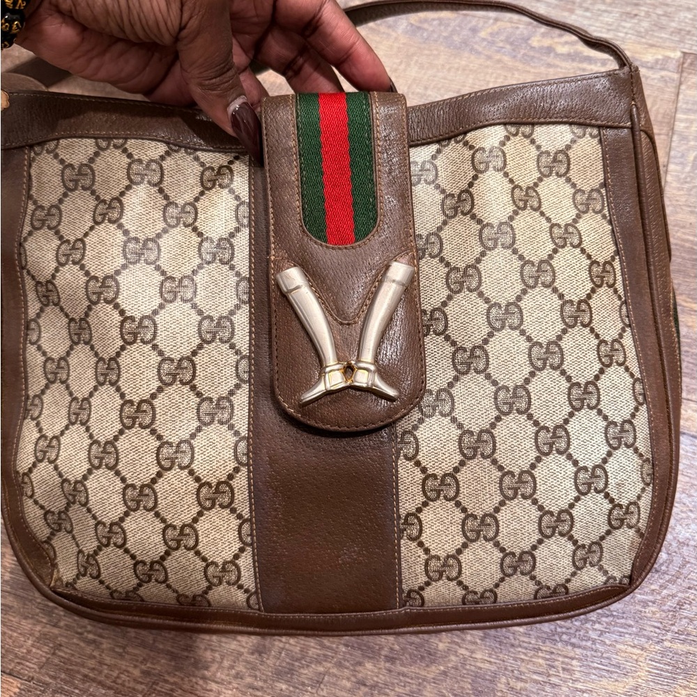EUC Gucci GG Sherry Line PVC Horsebit Shoulder Bag